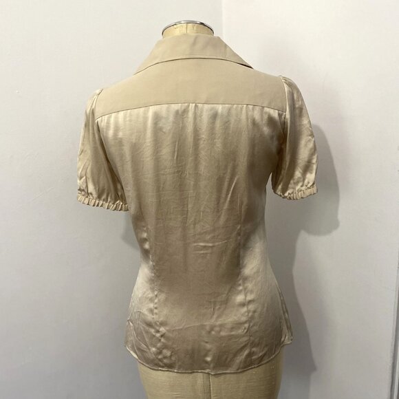 Cesare Fabbri Tan Silk Blouse Women’s Size 42 - Picture 10 of 12